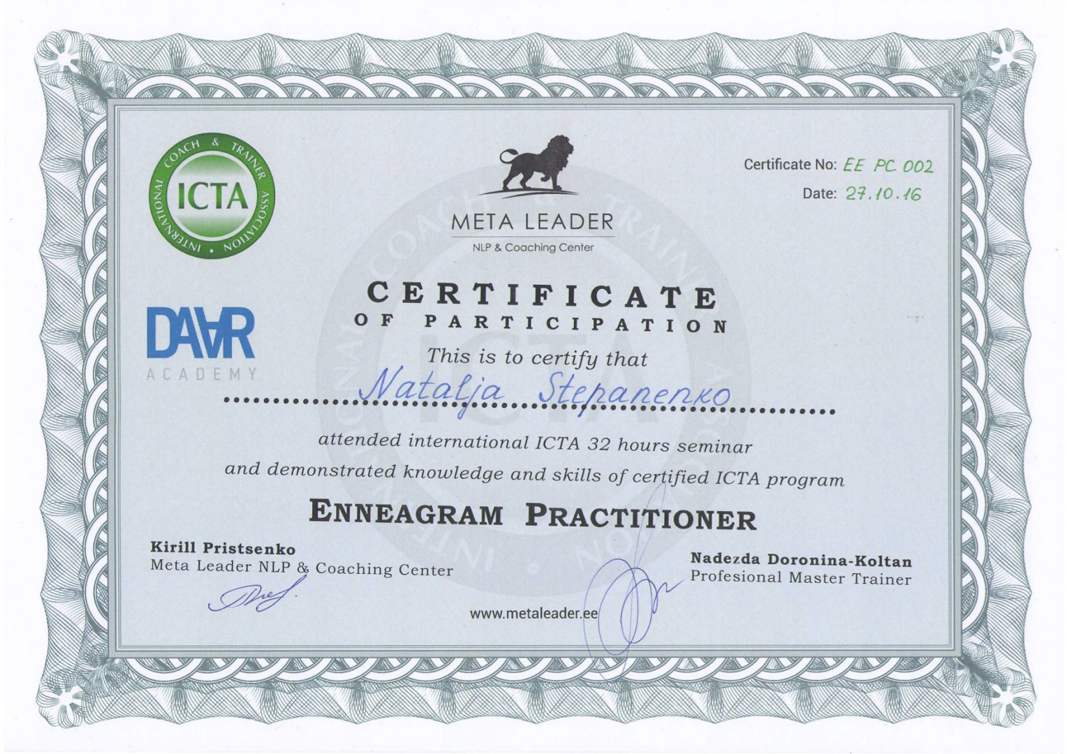 certificate-enneagramm
